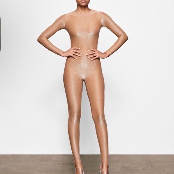 SKIMS Shimmer Catsuit Ochre 2X